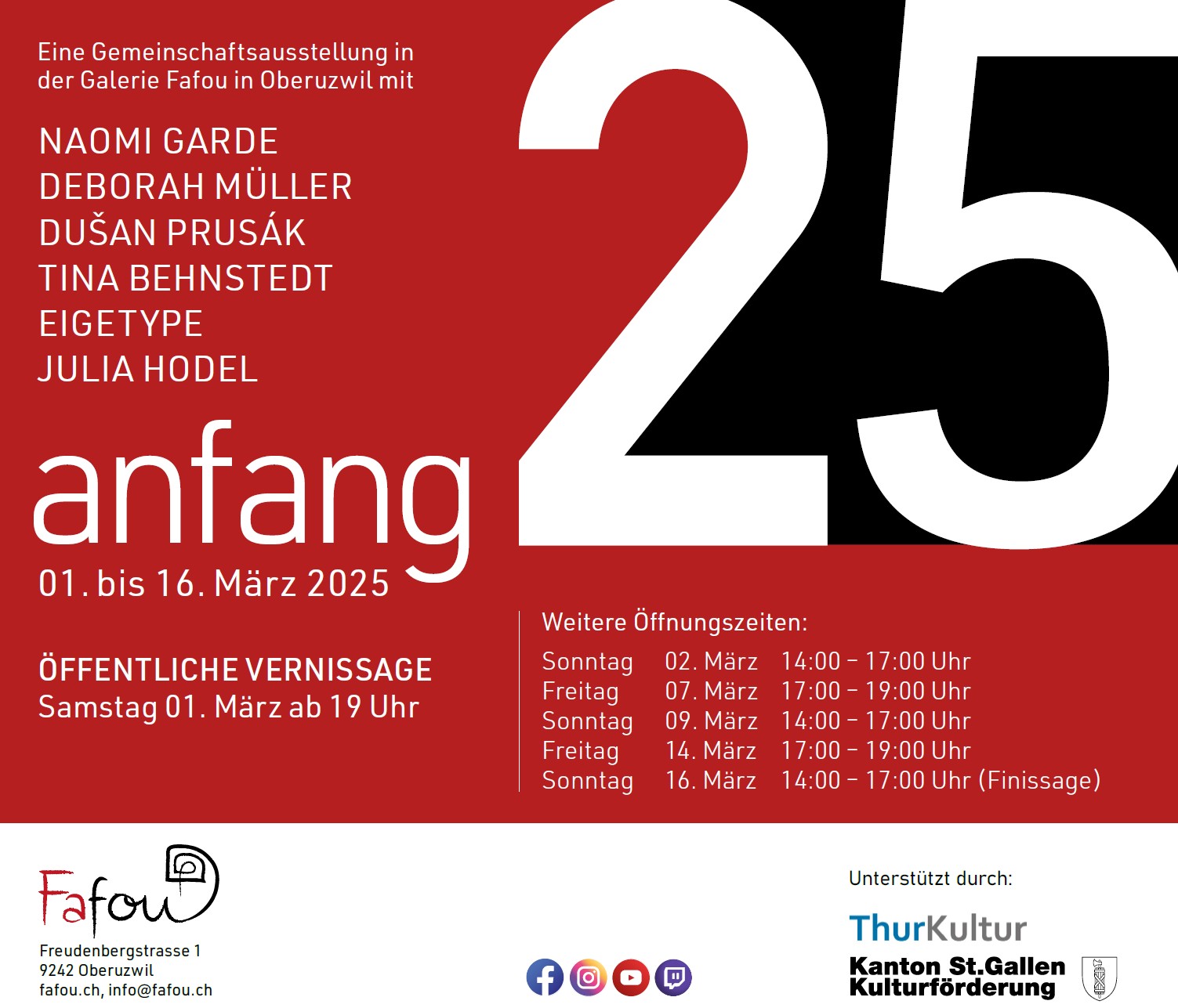 Einladung zur Ausstellung „anfang25“